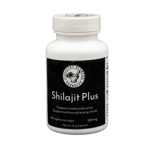 Bottle of Shilajit Plus supplement on a white background